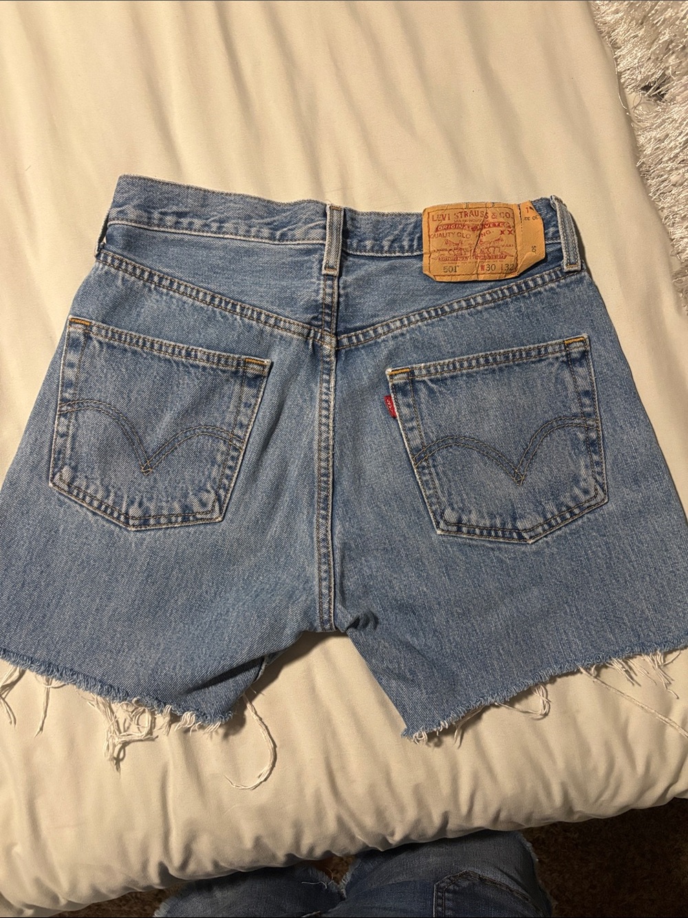 Levi's Light Blue Denim Cutoff Shorts with Frayed Hem